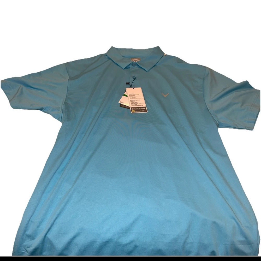 Callaway Opti-Dri Stretch Golf Polo Men's Lg Sun Protection Fabric Blue MSRP $70
